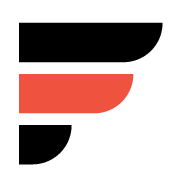 Black, white and red lines in the shape of the letter F